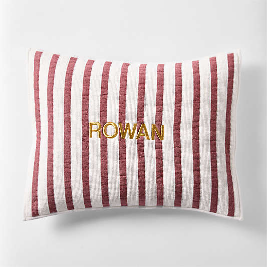 Red Striped Waffle Weave Organic Cotton Kids Pillow Sham