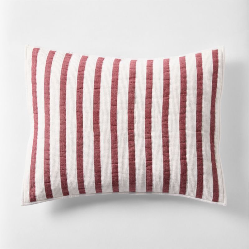 Red Striped Waffle Weave Organic Cotton Kids Pillow Sham - image 0 of 6