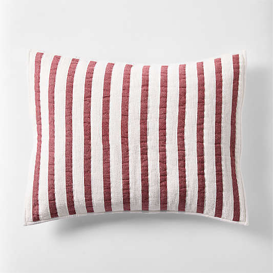 Red Striped Waffle Weave Organic Cotton Kids Pillow Sham