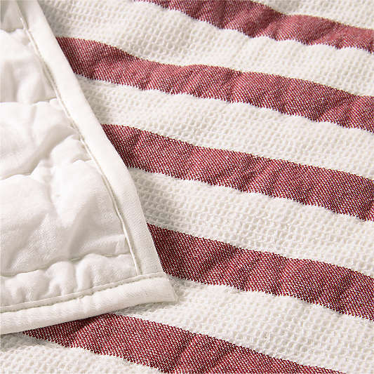 Red Striped Waffle Weave 100% Organic Cotton Kids Full/Queen Quilt