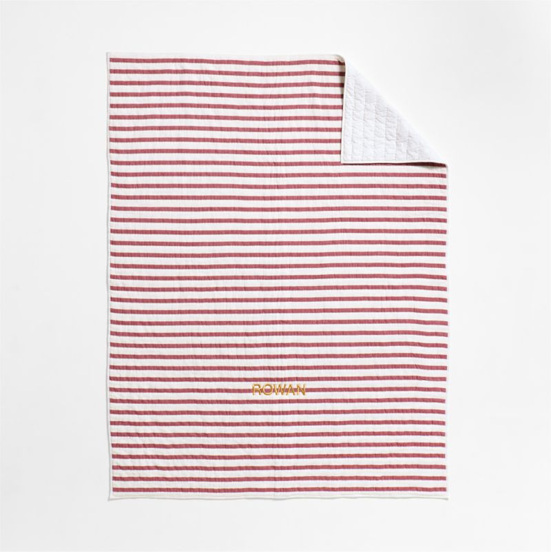 Red Striped Waffle Weave Organic Cotton Kids Full/Queen Quilt - image 7 of 11