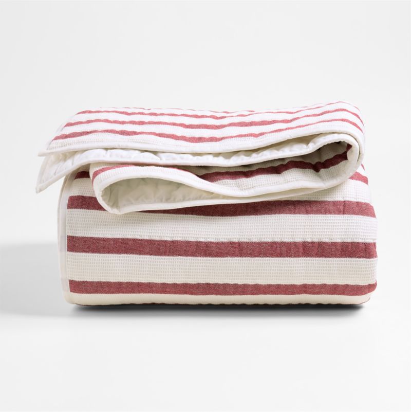 Red Striped Waffle Weave Organic Cotton Kids Full/Queen Quilt - image 6 of 11