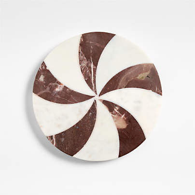 Red and White Marble Peppermint Trivet