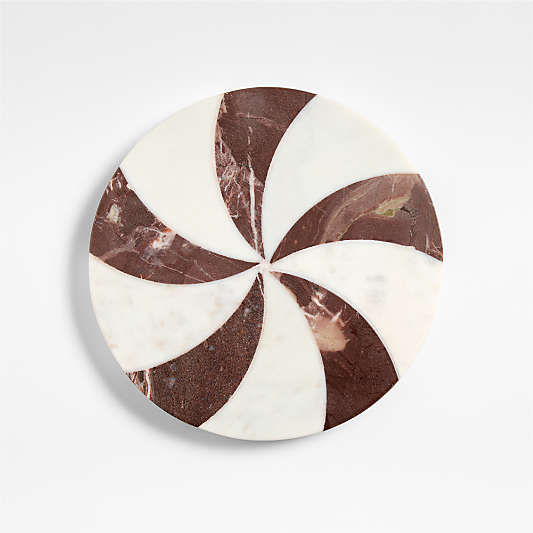 Red and White Marble Peppermint Trivet