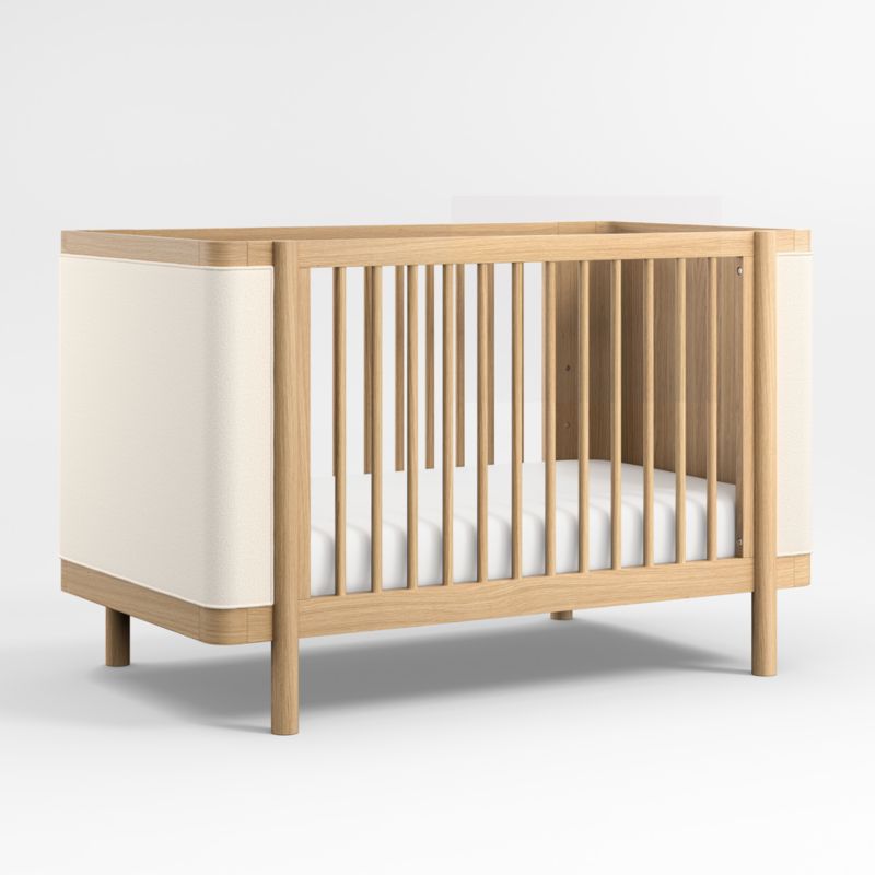 Redondo Upholstered Wood Baby Crib with Toddler Bed Rail