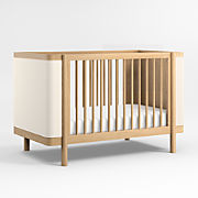 Redondo Upholstered Wood Baby Crib with Toddler Bed Rail