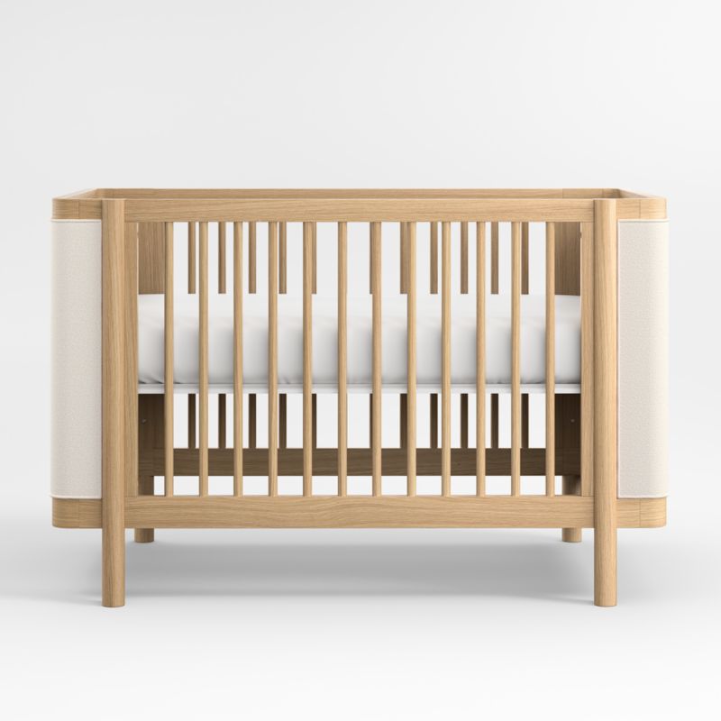 Redondo Upholstered Wood Baby Crib with Toddler Bed Rail