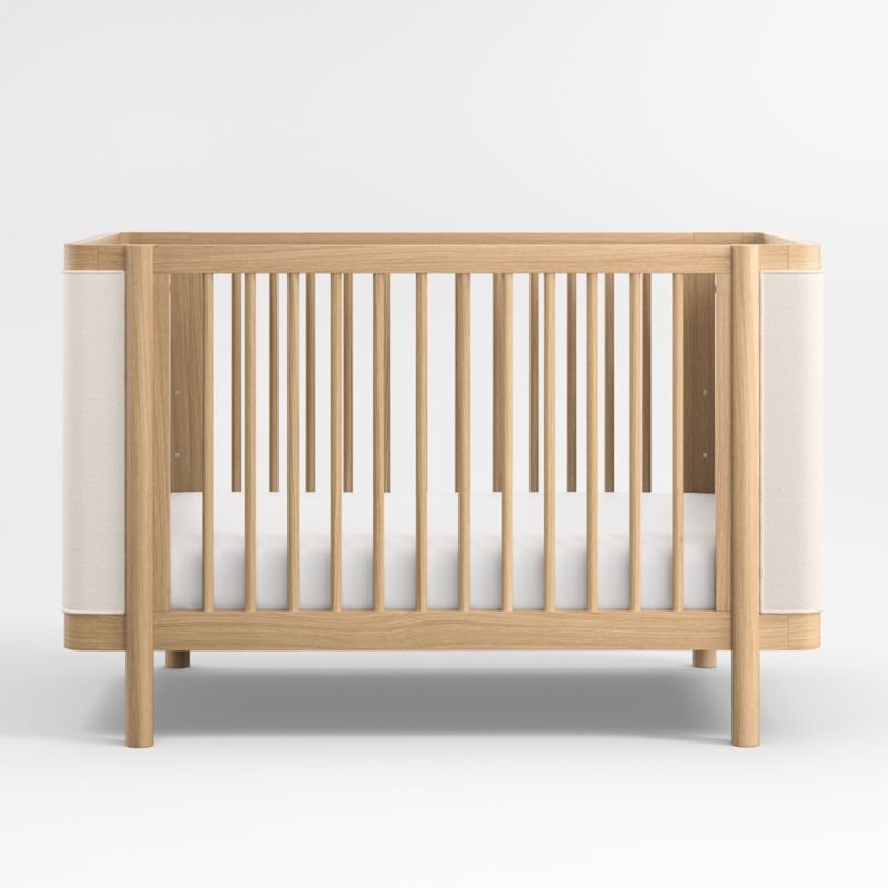 Redondo Upholstered Wood Baby Crib with Toddler Bed Rail