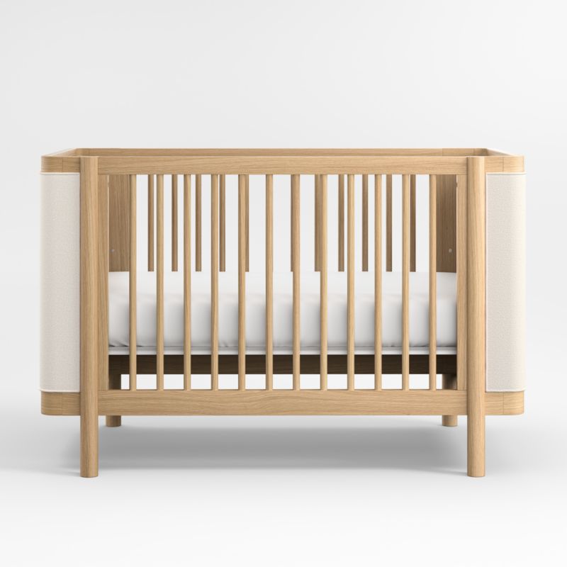 Redondo Upholstered Wood Baby Crib with Toddler Bed Rail