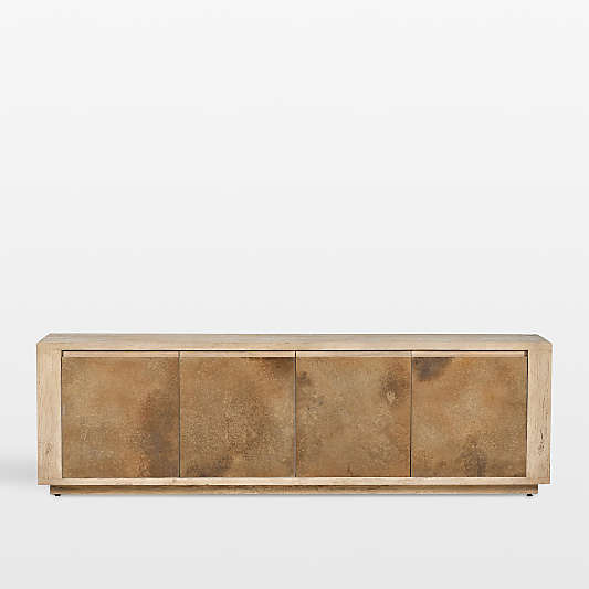 Redondo 92" Light Brown Wood and Metal Storage Media Console