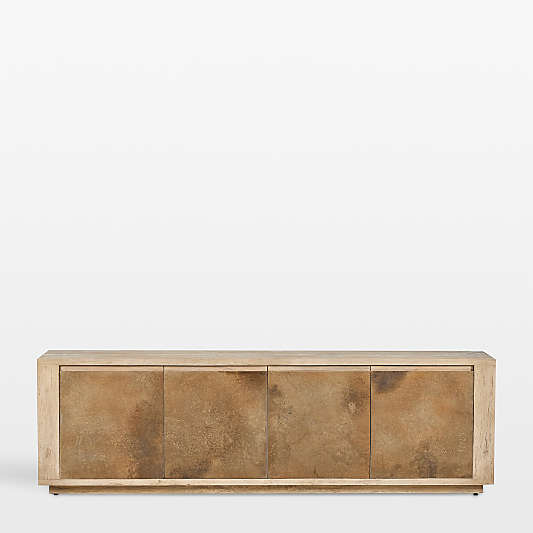 Redondo 92" Light Brown Wood and Metal Storage Media Console