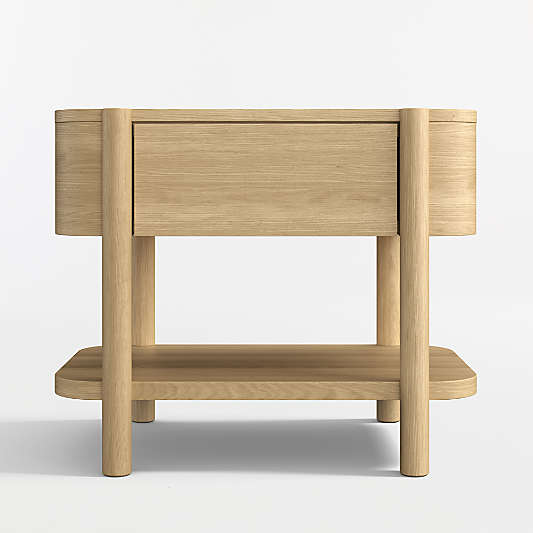 Redondo Natural Oak Wood Kids Nightstand with Drawer