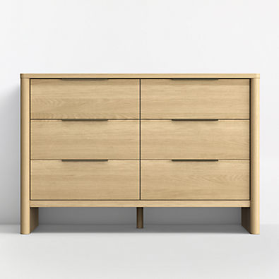 View Redondo 54" Natural Oak Wood Wide 6-Drawer Kids Dresser details