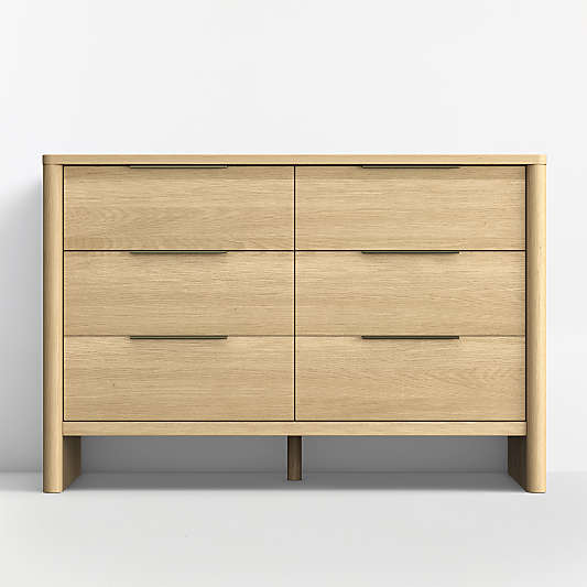 Redondo 54" Natural Oak Wood Wide 6-Drawer Kids Dresser