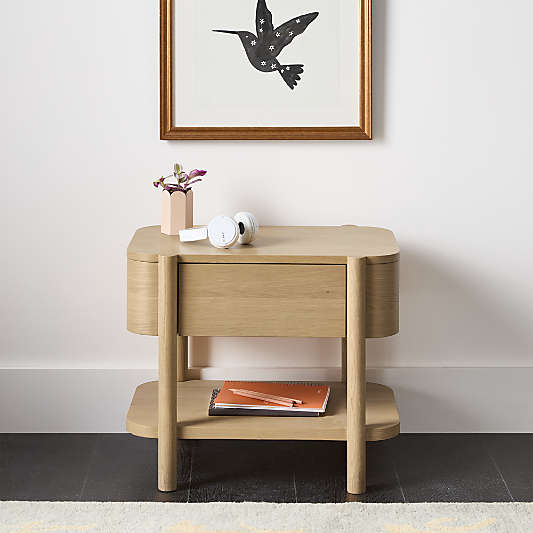 Redondo 24" Natural Oak Wood Kids Nightstand with Drawer