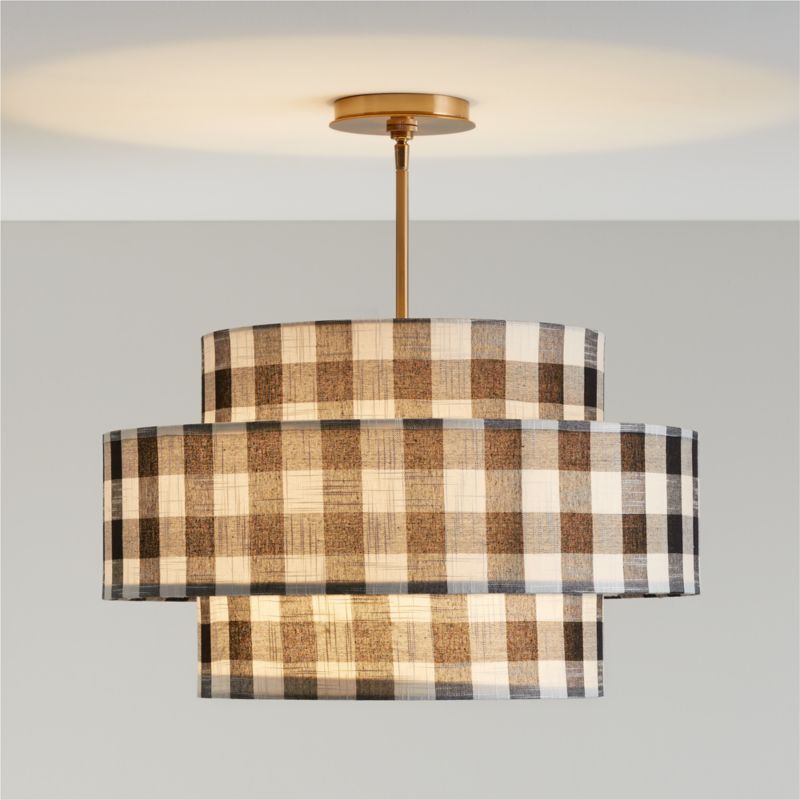 Reese Black Gingham Linen 22" Kids Semi-Flush Mount Ceiling Light - image 0 of 9