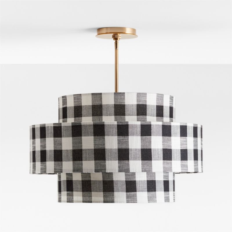 Reese Black Gingham Linen 22" Kids Semi-Flush Mount Ceiling Light - image 5 of 9