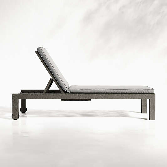 Regatta Grey Wash Teak Wood Outdoor Chaise Lounge with Revolution Fabric Cement Cushion