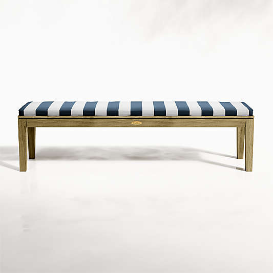 Regatta Natural Dining Bench with Navy Cabana Stripe Sunbrella ® Cushion