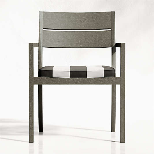 Regatta Grey Wash Dining Chair with Black Cabana Stripe Sunbrella ® Cushion