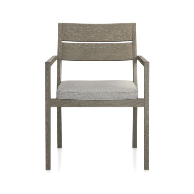 Regatta Grey Wash Teak Wood Outdoor Dining Chair with Cement Revolution Fabric Cushion
