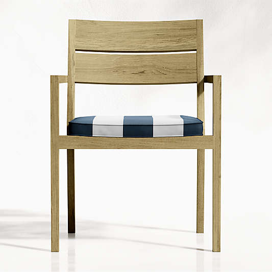 Regatta Natural Dining Chair with Navy Cabana Stripe Sunbrella ® Cushion