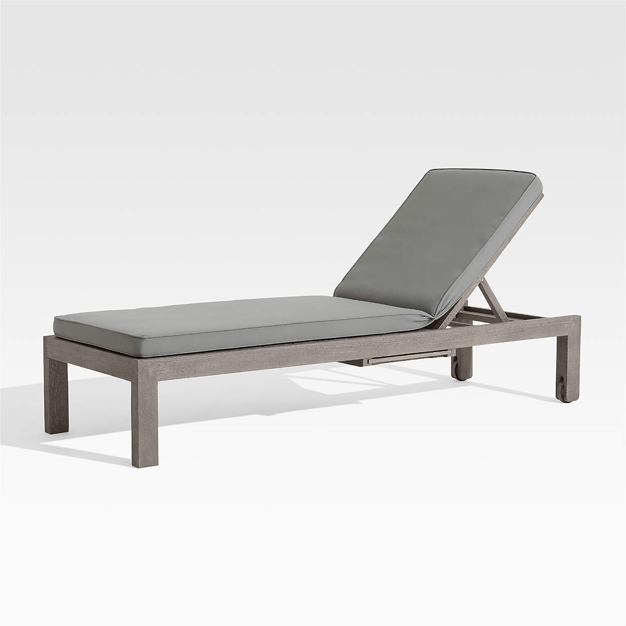 Regatta Grey Wash Teak Wood Outdoor Patio Chaise Lounge with Graphite