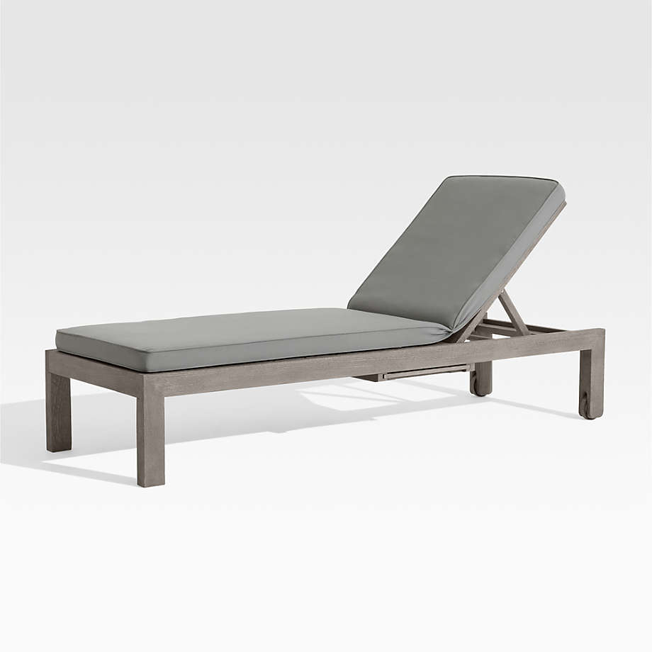 Regatta Grey Wash Teak Wood Outdoor Patio Chaise Lounge with Graphite