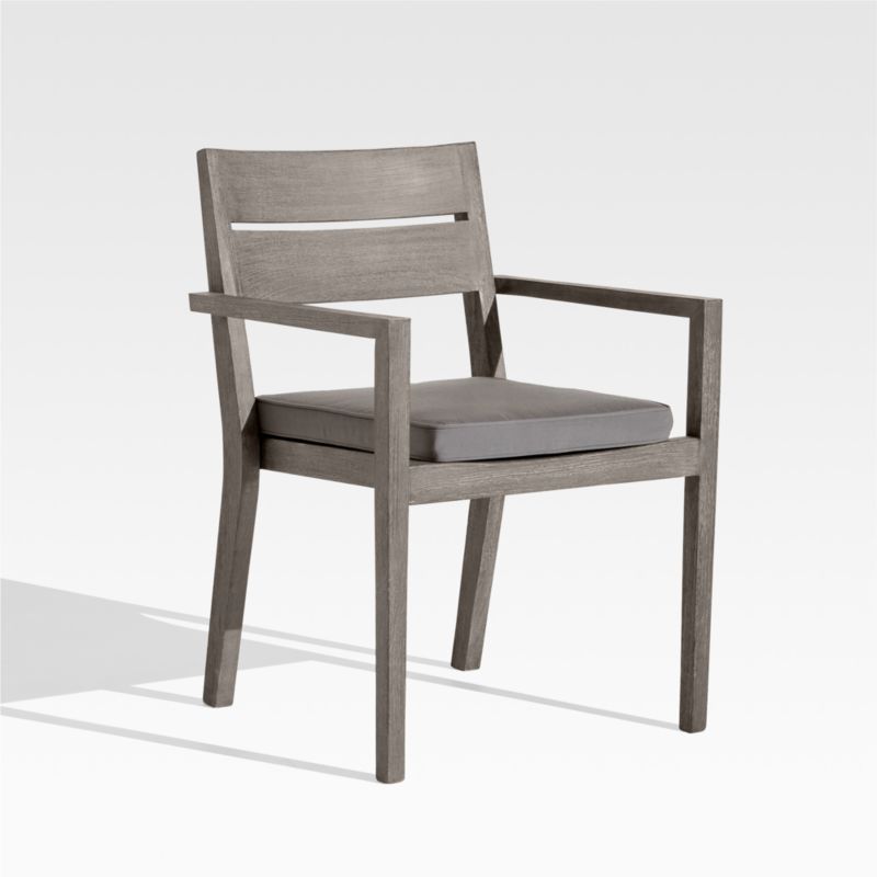 Regatta Grey Wash Teak Wood Outdoor Dining Chair with Graphite Sunbrella ® Cushion - image 8 of 14