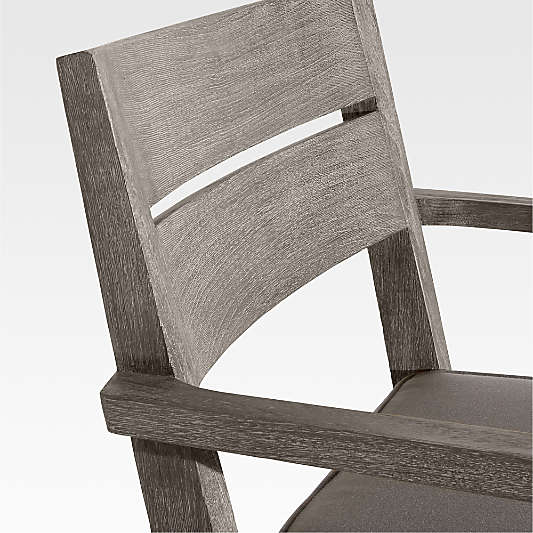 Regatta Grey Wash Teak Wood Outdoor Dining Chair with Graphite Sunbrella ® Cushion