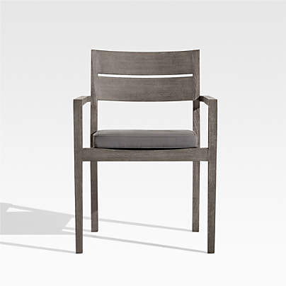 Regatta Grey Wash Teak Wood Outdoor Dining Chair with Graphite Sunbrella ® Cushion