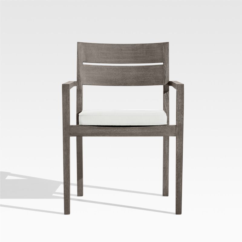 Regatta Grey Wash Teak Wood Outdoor Patio Dining Chair with White Sand