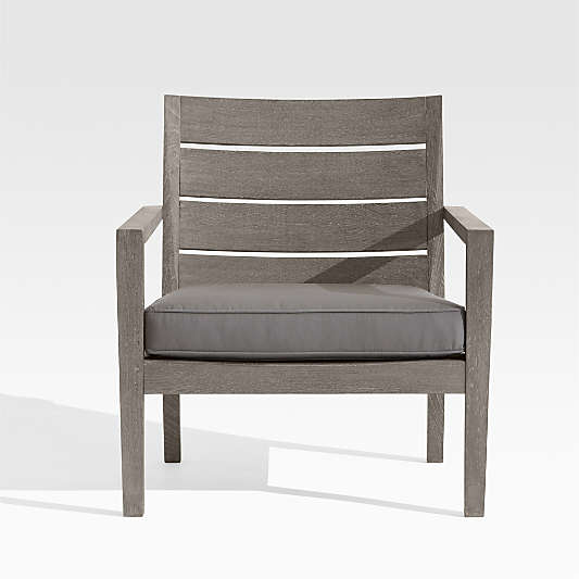 Regatta Grey Wash Teak Wood Outdoor Lounge Chair with Graphite Sunbrella ® Cushion