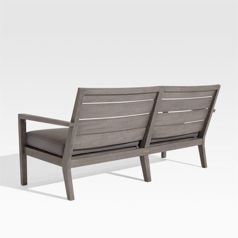 Regatta Grey Wash Teak Wood Outdoor Sofa with Graphite Sunbrella ® Cushion