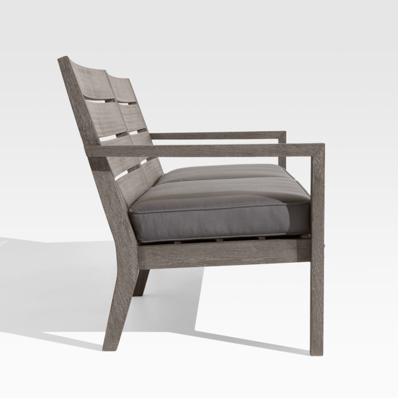 Regatta Grey Wash Teak Wood Outdoor Sofa with Graphite Sunbrella ® Cushion