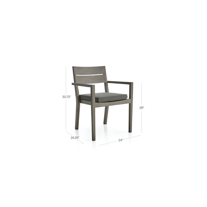 View Regatta Grey Wash Teak Wood Outdoor Dining Chair with Graphite Sunbrella ® Cushion - image 2 of 14