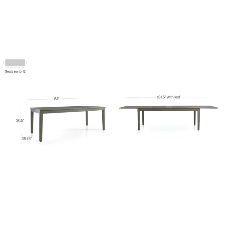 Regatta 84"-108" Weathered Grey Solid Teak Wood Extension Outdoor Dining Table