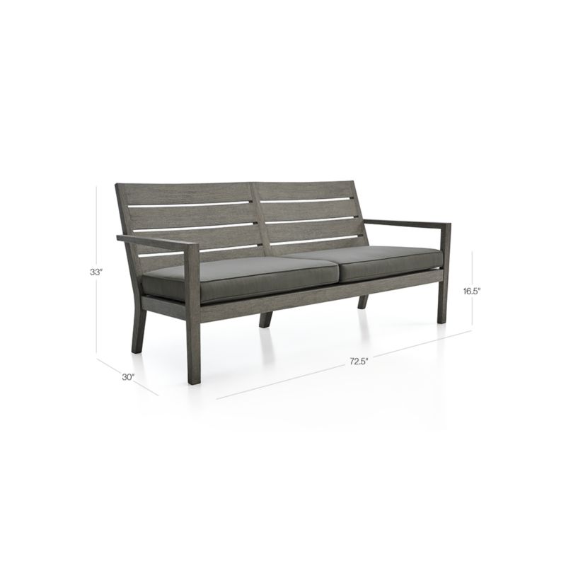 Regatta Grey Wash Teak Wood Outdoor Sofa with Graphite Sunbrella ® Cushion