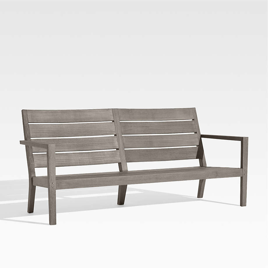 Regatta Grey Wash Teak Wood Outdoor Patio Sofa + Reviews Crate