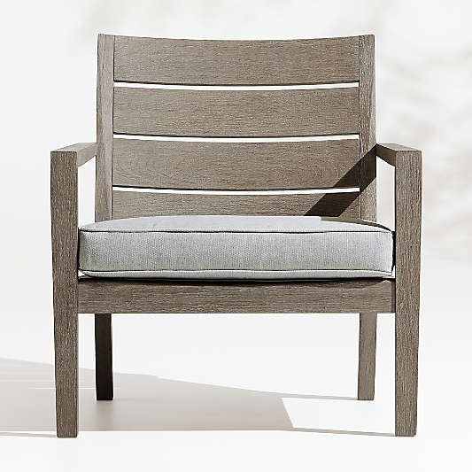 Regatta Grey Wash Teak Wood Outdoor Lounge Chair with Cement Revolution Fabric Cushion
