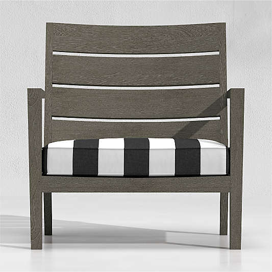 Regatta Grey Wash Lounge Chair with Black Cabana Stripe Sunbrella ® Cushion