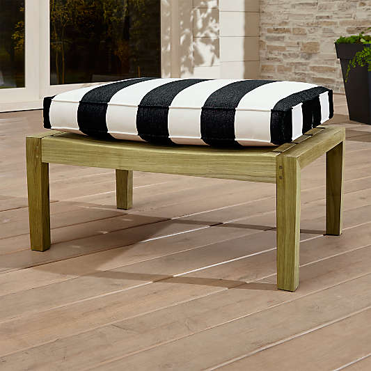 Regatta Natural Ottoman with Black Cabana Stripe Sunbrella ® Cushion