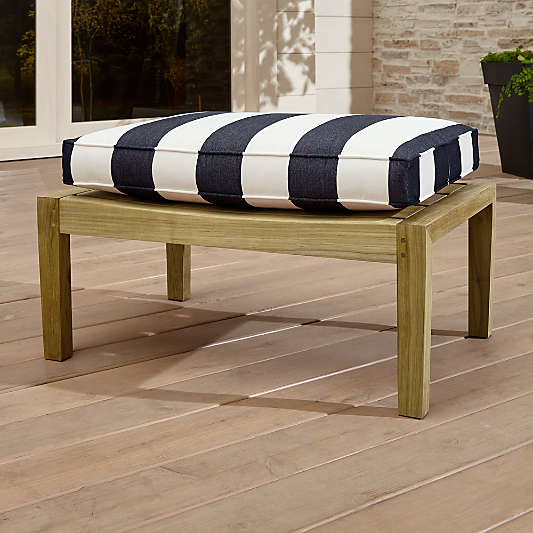 Regatta Natural Ottoman with Cabana Stripe Navy Sunbrella ® Cushion