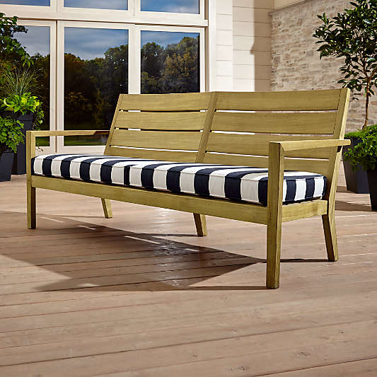 Regatta Natural Sofa with Cabana Stripe Navy Sunbrella ® Cushion