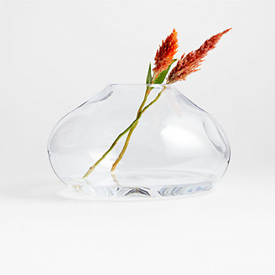 View Regen Clear Blown Glass Vase 8" details