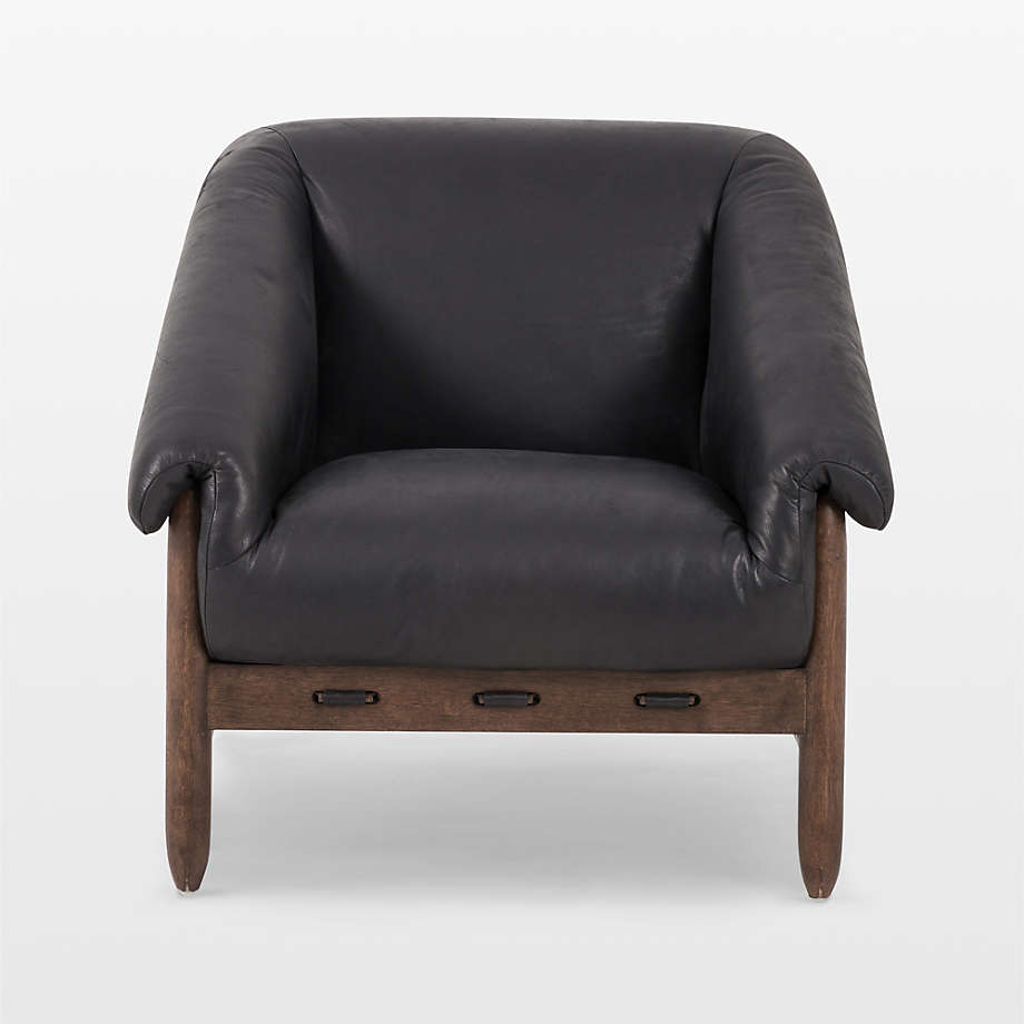 Reggie Black Leather Accent Chair Crate Barrel