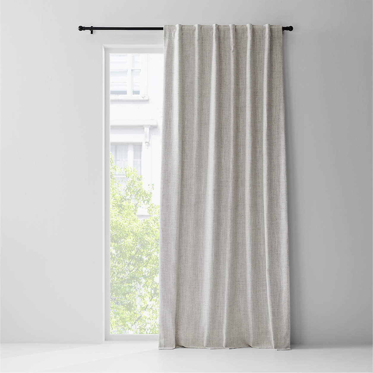 Reid Warm Beige Blackout Window Curtain Panel 52"x120" Crate & Barrel