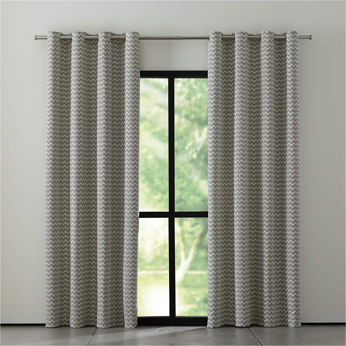 Reilly 50x96 Grey Chevron Curtain Panel Reviews Crate And Barrel