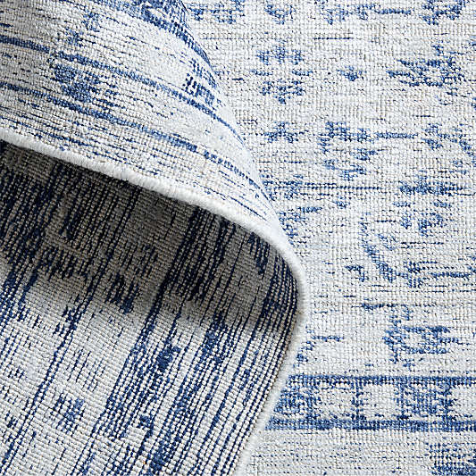 Reims Wool Blend Traditional Handwoven Blue Area Rug 8'x10'