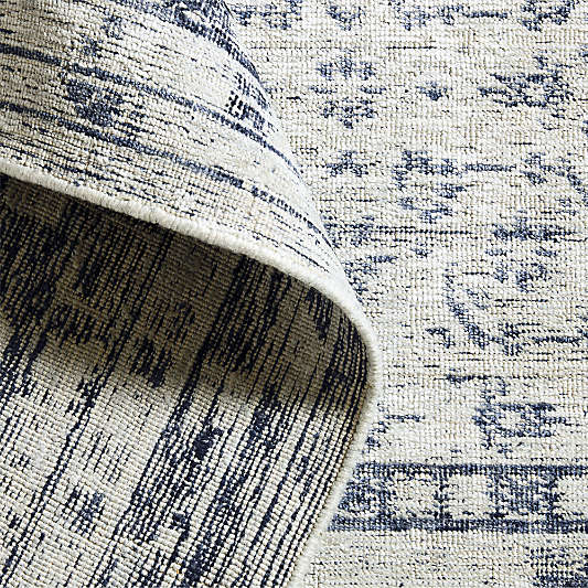 Reims Wool Blend Traditional Handwoven Blue Area Rug 9'x12'